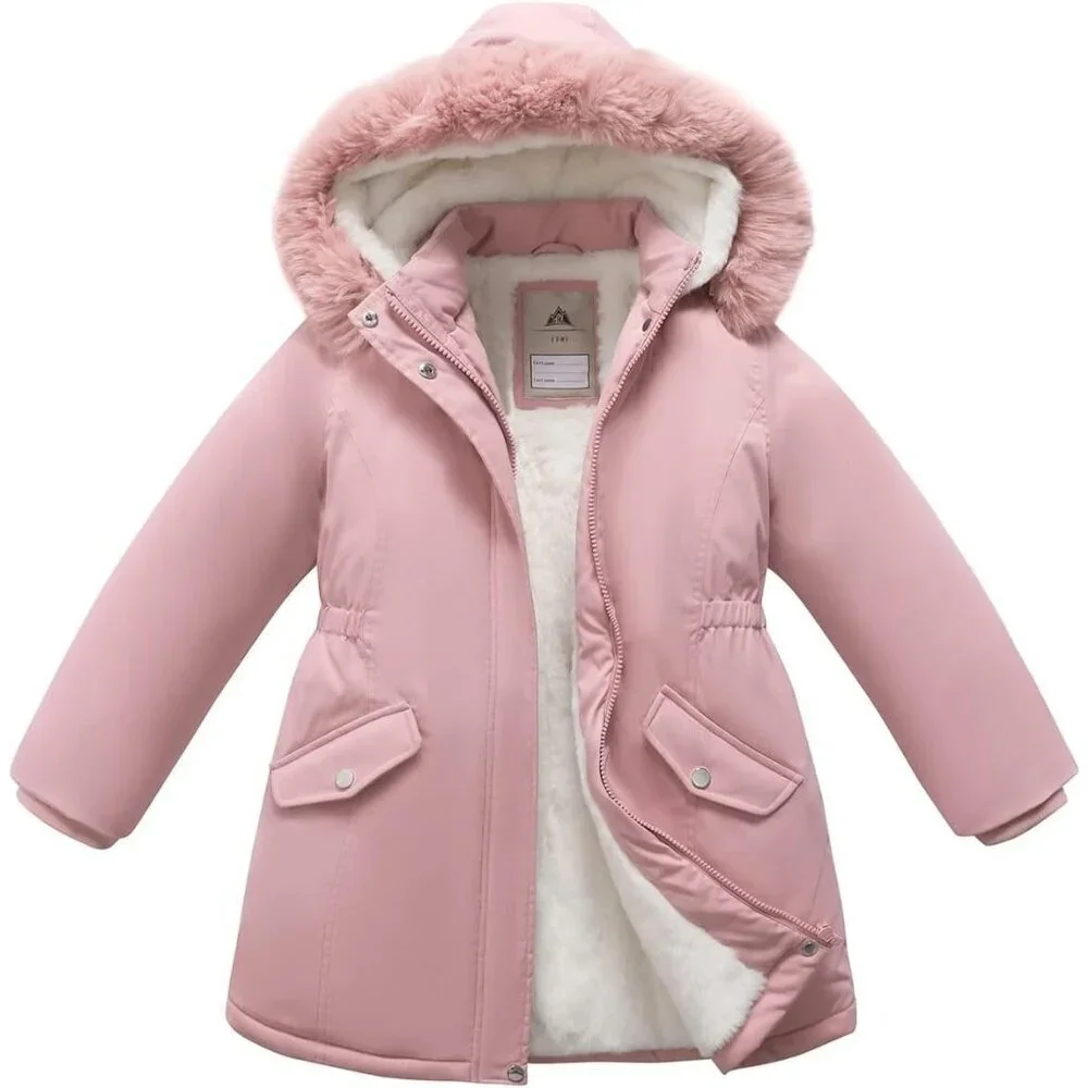 Girl's Pink02 Waterproof Long Coat Warm Winter Parka Puffer Jacket with Hood